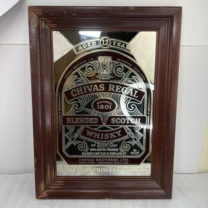Vintage Chivas Regal Blended Scotch Whisky Mirror Bar Pub Sign 23x17” Wood Frame